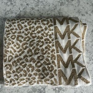 Michael Kors Gold and White Animal Print Scarf